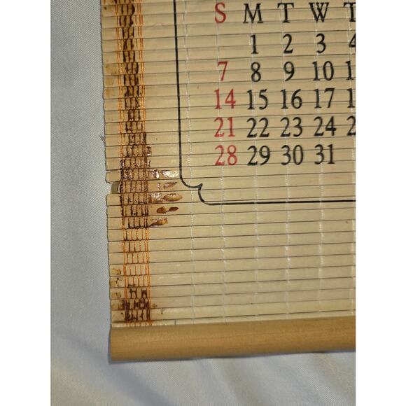Giftco Bamboo Scroll Calendar Two-Sided 1990 1991 Wall Hang Footprints Deer Duck - Picture 14 of 16